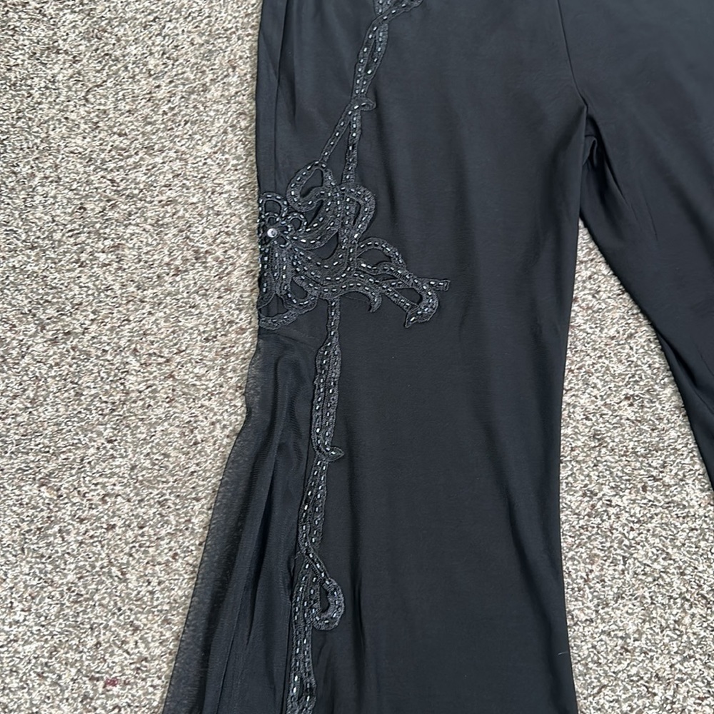 DARMASS black flares leg long high slits pants sequins detail SZ M goth Fariy - Picture 5 of 8